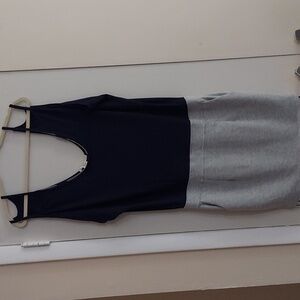 Urban Behavior Navy Gray Cold Strappy Shoulder Mini Dress Chain Cutout Sz L